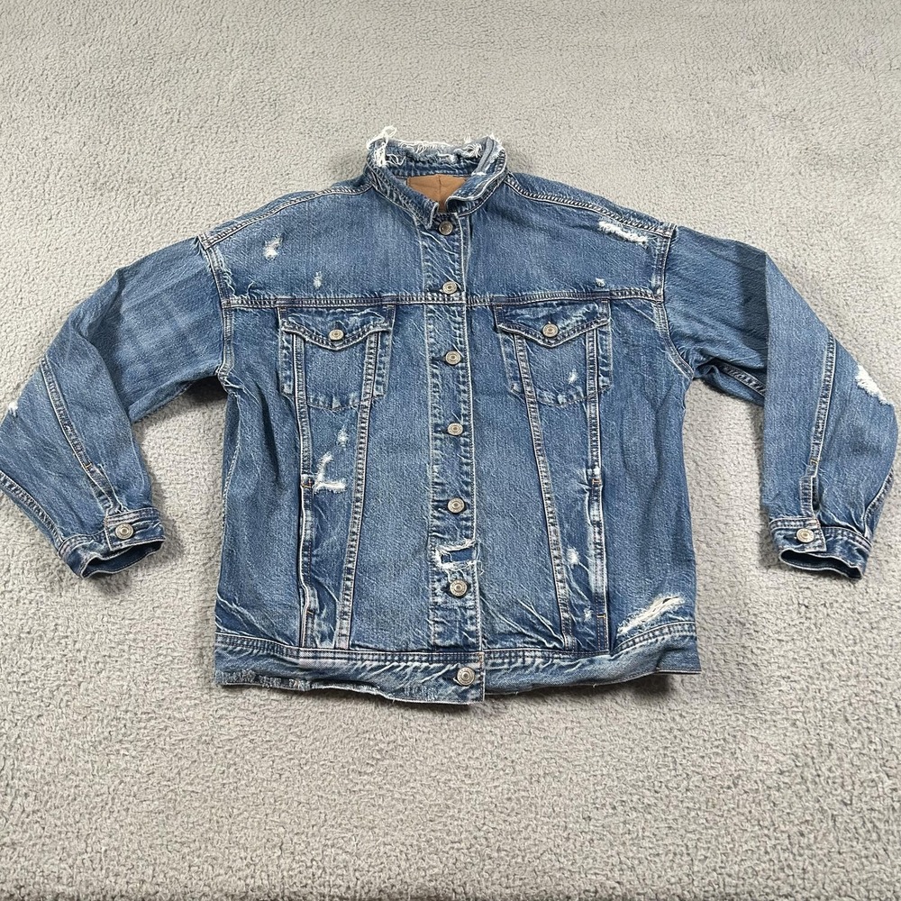American Eagle Outfitters Distressed Blue Denim Jacket
